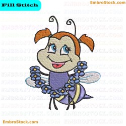 Smiling Cartoon Bug Embroidery Design 14