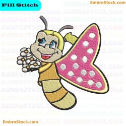 Smiling Cartoon Bug Embroidery Design 3