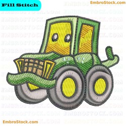 Smiling Cartoon Car Embroidery Design 6