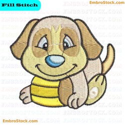 Smiling Cartoon Dog Embroidery Design 18