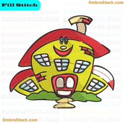 Smiling Cartoon House Embroidery Design 9