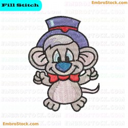 Smiling Cartoon Mouse With Top Hat Embroidery Design 7