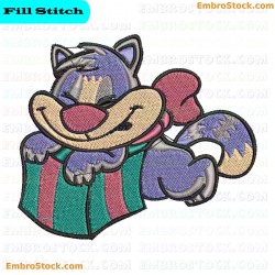 Smiling Cat In Gift Box Embroidery Design 9