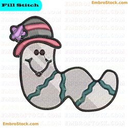 Smiling Caterpillar With Hat Embroidery Design 10