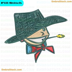 Smiling Character With Hat Embroidery Design 8