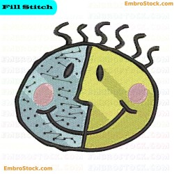 Smiling Face And Mask Embroidery Design 9