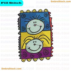 Smiling Faces Embroidery Design 6