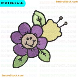 Smiling Flower Embroidery Design 9