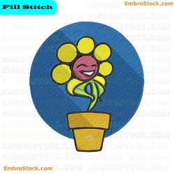 Smiling Flower In Pot Embroidery Design 38