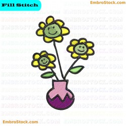 Smiling Flowers Embroidery Design 37