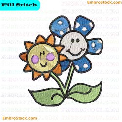 Smiling Flowers Embroidery Design 7