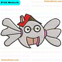 Smiling Flying House With Wings Embroidery Design 7