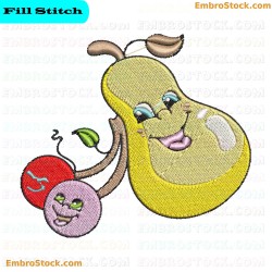 Smiling Fruits Embroidery Design 13