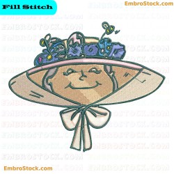 Smiling Grandmother Face Embroidery Design 10