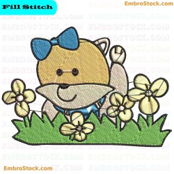 Smiling Kitten Embroidery Design 19