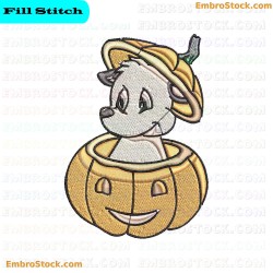 Smiling Puppy In Halloween Pumpkin Embroidery Design 9