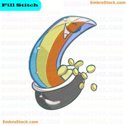 Smiling Rainbow Crescent Embroidery Design 7