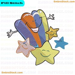 Smiling Rainbow Embroidery Design 3