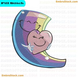 Smiling Rainbow Hugging A Heart Embroidery Design 6