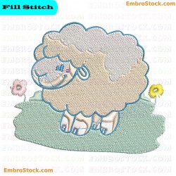 Smiling Sheep Embroidery Design 1