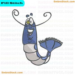 Smiling Shrimp Character Embroidery Design 2