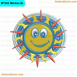 Smiling Sun Embroidery Design 9