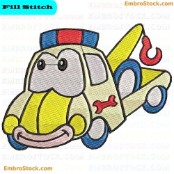 Smiling Tow Truck Embroidery Design 3