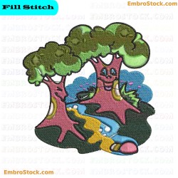 Smiling Trees Embroidery Design 24