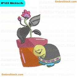 Smiling Turtle Embroidery Design 4