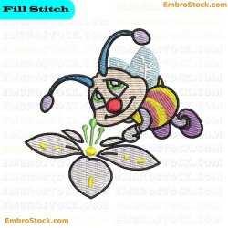 Smiling Winter Bee Embroidery Design 1