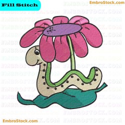 Snake And Flower Embroidery Design 7