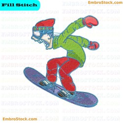 Snowboarder Embroidery Design 10