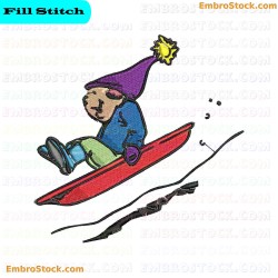 Snowboarding Character Embroidery Design 2