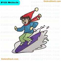 Snowboarding Character Embroidery Design 3