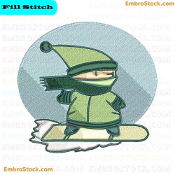 Snowboarding Character Embroidery Design 5