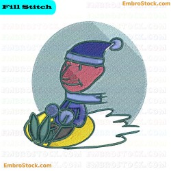 Snowboarding Character Embroidery Design 6