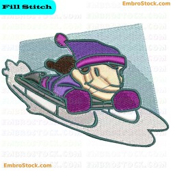 Snowboarding Character Embroidery Design 7