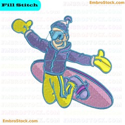 Snowboarding Character Embroidery Design 9