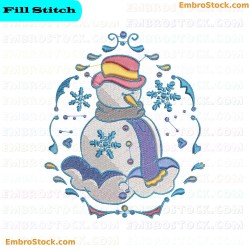 Snowman Decorative Winter Embroidery Design 1