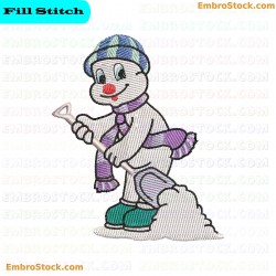 Snowman Holding Shovel Embroidery Design 13