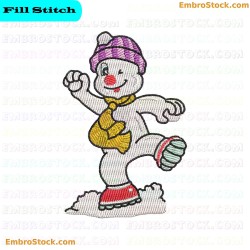 Snowman Ice Skating Embroidery Design 12