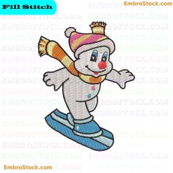 Snowman On Snowboard Embroidery Design 19