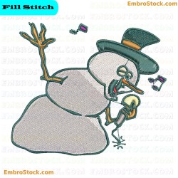 Snowman Sings Embroidery Design 6