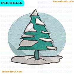 Snowy Pine Tree Embroidery Design 7