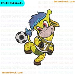 Soccer Playing Giraffe Embroidery Design 5