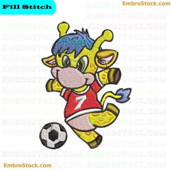 Soccer Playing Giraffe Embroidery Design 7