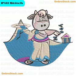 Space Cow Embroidery Design 21