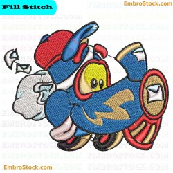 Speeding Cartoon Train Embroidery Design 6