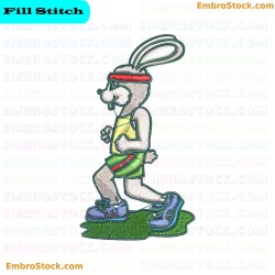 Sporty Rabbit Embroidery Design 4