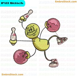 Sporty Spider Playing Bowling Embroidery Design 4